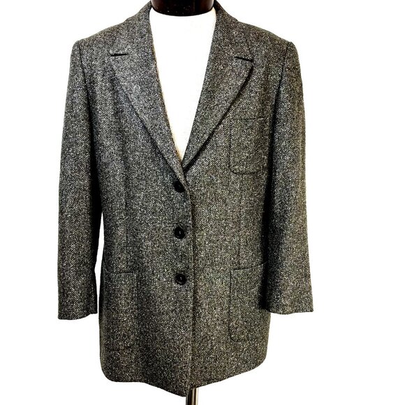 Zanella Kara Size 14 Women's Blazer Gray Wool Blend Coat Jacket Made in Italy - Picture 11 of 11